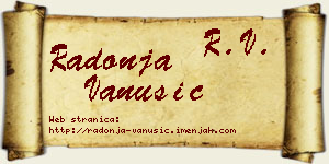 Radonja Vanušić vizit kartica